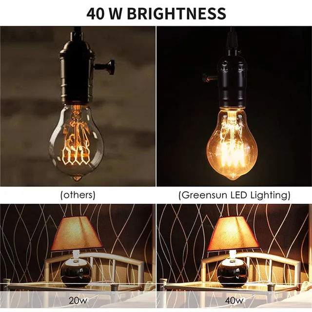 Dimmable 60W rétro 40W E27 A60 couleur blanc chaud A19 à… – vue 6