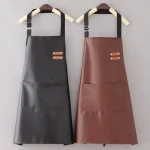 Tablier en cuir PU imperméable et résistant à l&rsquo;huile, vêtements de travail de cuisine, nettoyage de cuisine à domicile, tablier sans manches unisexe réglable
