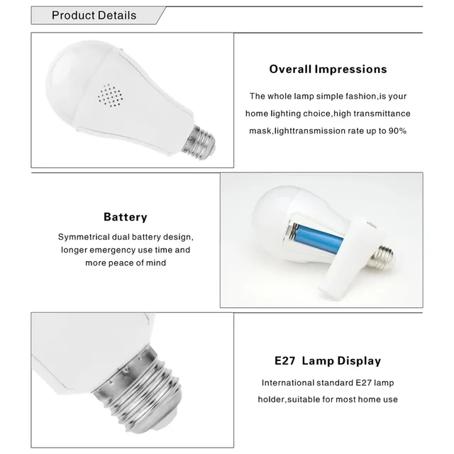 Ampoule d'urgence LED ultra lumineuse économie d'énergie… – vue 4