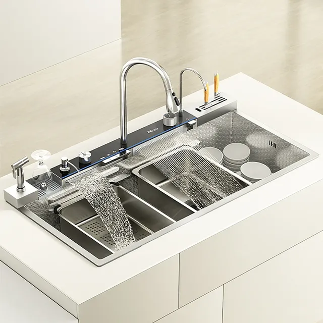 Cascade grand évier de cuisine en acier inoxydable à…