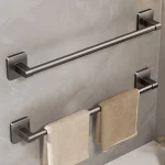 Porte-serviettes mural pour salle de bain, porte-serviettes noir avec aluminium et porte-serviettes, porte-serviettes de douche et de bain