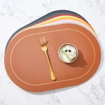 Napperon Ovale en Cuir PU de Style Nordique, Polymères de Décoration de Table à Manger, Résistant à l&rsquo;Huile, Résistant à l&rsquo;Eau, pour Document Touriste Positif et Négatif, Hôtel et Maison