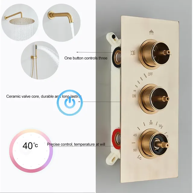 Système de douche thermostatique à 3 voies – vue 4