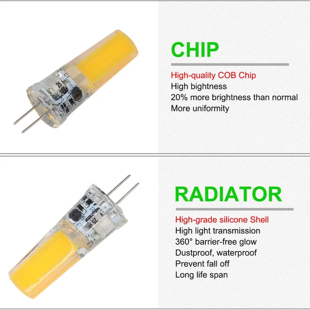 Ampoule LED COB 3W 6W G4 12V – vue 3