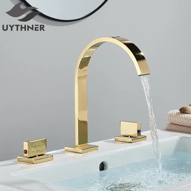 Robinet de lavabo de salle de bains en or – vue 2