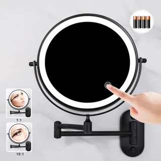 Miroir de salle de bain mural noir de 8 pouces