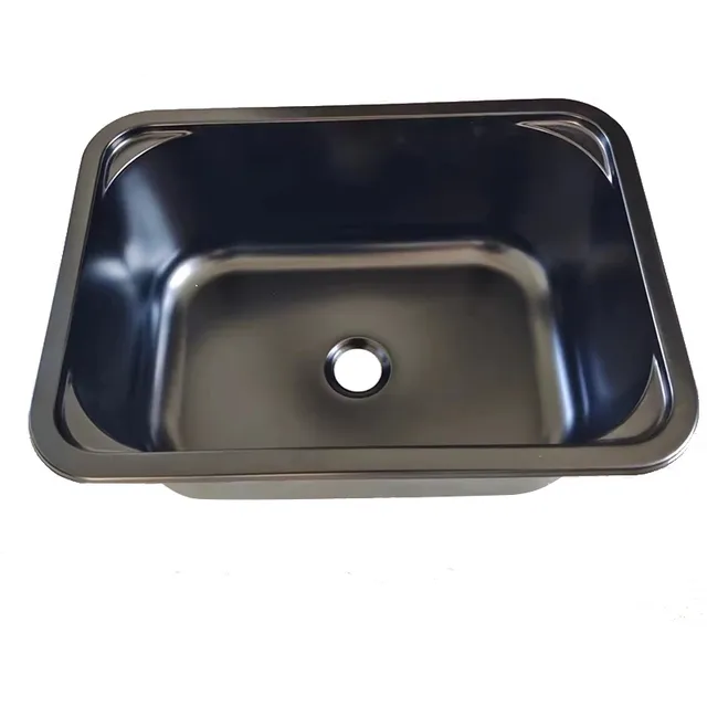 Évier carré cuisine noir inox 304 encastrable mat… – vue 5