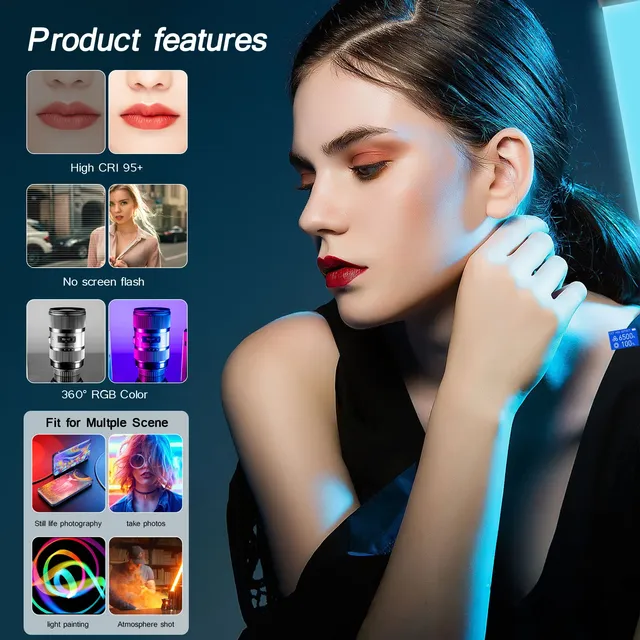 Bâton lumineux LED coloré RGB pour photographie et vidéo – vue 4