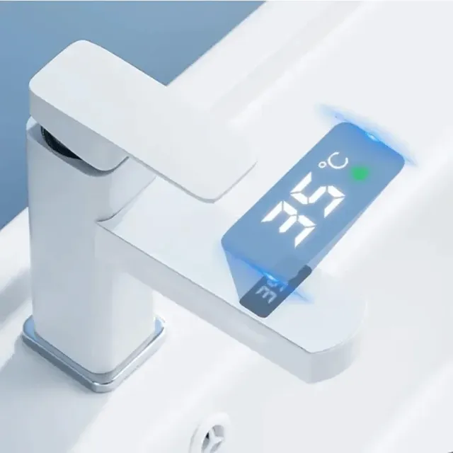 Mitigeur lavabo monocommande contemporain blanc mat base… – vue 2