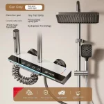 Nouveau ensemble de pomme de douche à usage domestique avec quatre niveaux de boutons de piano, pomme de douche stimulante de pression d&rsquo;air, affichage numérique