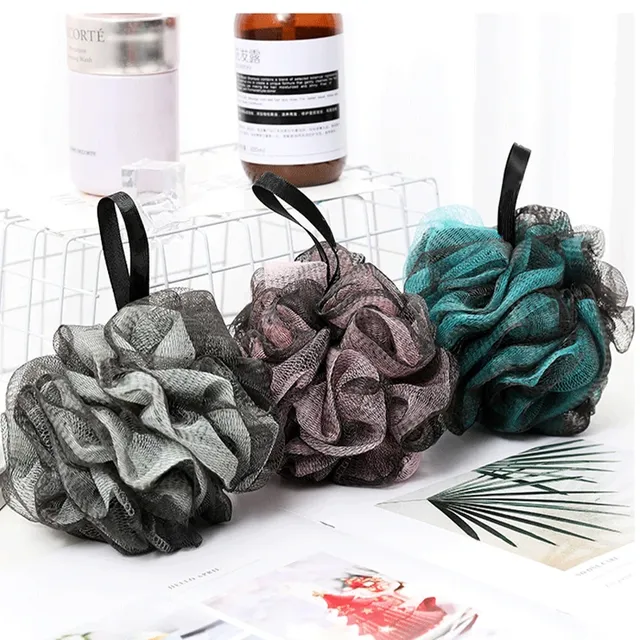 Lot trois poufs douche filet éponges bain exfoliantes… – vue 2