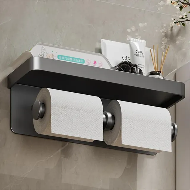 Support mural double porte rouleau papier toilette… – vue 2