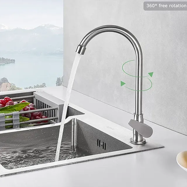 Robinet cuisine monocommande inoxydable acier brossé bec… – vue 5