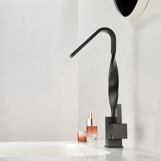 Robinet de cuisine de lavabo de salle de bains noir – vue 3