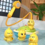 Jouet de bateau de baignoire en forme de canard mignon avec 3 canards émotionnels, jouets à pulvérisation d&rsquo;eau automatique pour les tout-petits, cadeau de réception-cadeau pour bébé interactif sensoriel