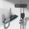 Système de douche de luxe pour salle de bains, clé de Piano en verre trempé, affichage numérique intelligent, Thermostat mélangeur, robinet de douche, ensemble complet