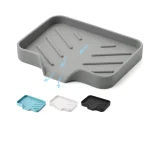 Plateau d&rsquo;évier en Silicone avec vidange, support de rangement d&rsquo;éponge de savon, comptoir d&rsquo;évier, brosse à récurer, support de rangement de savon, organisateur de cuisine