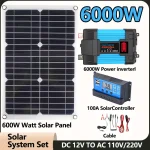 Onduleur de panneau solaire, système de génération d&rsquo;énergie solaire, maison, extérieur, voiture, téléphone portable, charge, 600W, 6000W, 12V à 110V, 220V