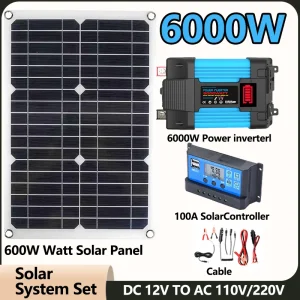 Onduleur de panneau solaire, système de génération d’énergie solaire, maison, extérieur, voiture, téléphone portable, charge, 600W, 6000W, 12V à 110V, 220V Onduleur de panneau solaire, système de génération d’énergie solaire, maison, extérieur, voiture, téléphone portable, charge, 600W, 6000W, 12V à 110V, 220V