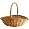 Panier osier tressé anse renforcée ovale fond plat… – vue 1