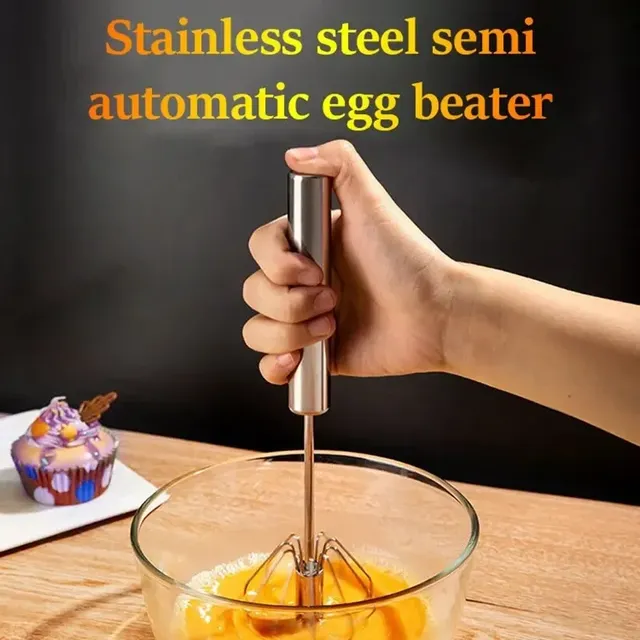 Batteur œufs inox manuel semiautomatique rotatif fouet… – vue 3