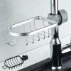 panier rangement porte eponge savon douche métallique inoxydable antirouille noir réglable clipsable ajustable crochet latéral drainage rapide sans perçage