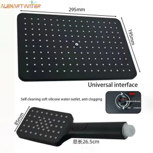 Pommeau de Douche à Haute Pression, 19×29.5cm, Pulvérisation Supérieure, Débit Plus Grand, Smile Charge, Pommeau à Effet Pluie, Percussion à 360 °, T-shirts d&rsquo;Eau, Nouveau