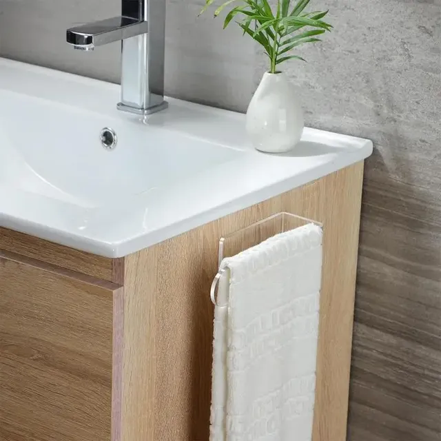 Porte serviettes autoadhésif acrylique transparent noir… – vue 2
