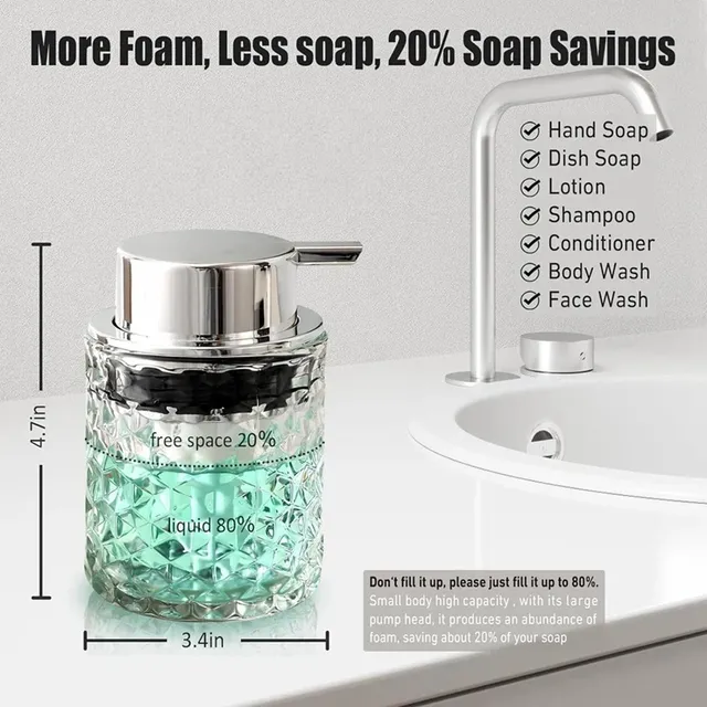 Distributeur savon moussant rechargeable verre taillé… – vue 6