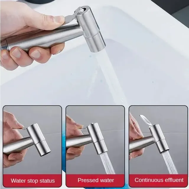 Pulvérisateur Bidet Manuel Acier Inoxydable Chromé Mural… – vue 4