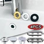 Couvercle de débordement de trou d&rsquo;évier de salle de bains, garniture argentée, insertion de vidange de bain, couvercle de trou de remplacement, bouchon d&rsquo;anneau de débordement de lavabo