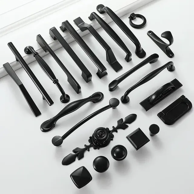 Poignées noires boutons d'armoire de meubles poignées de…