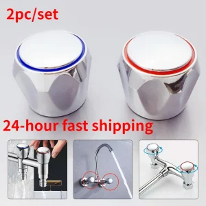 Couvercles de tête de robinet en métal chromé, remplacement, chaud et froid, poignée, accessoires de cuisine, 1 ensemble
