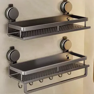 Étagère murale sans perçage ventouses double plateau perforé…