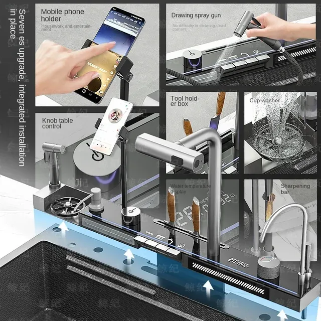 Évier de cuisine cascade en acier inoxydable 304 – vue 3