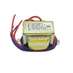transformateur secteur 220V 50Hz sortie 10V 550mA 1000mA 8W monophasé noyau EI bobiné laminé châssis montage vis fils rouge bleu