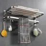 Porte serviettes mural pliable inoxydable chromé mat… – vue 2
