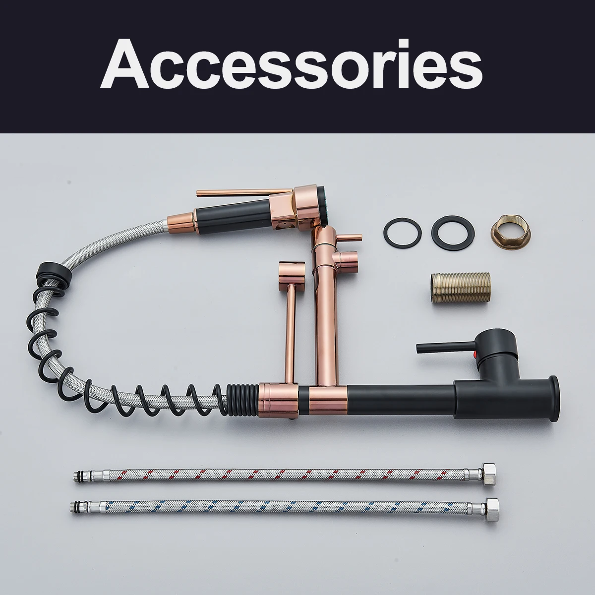 Robinet d&rsquo;évier de cuisine populaire, couleur or Rose, nouveau mitigeur de bain chaud et froid assorti, bec extractible moderne à Rotation libre