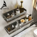 Accessoires de salle de bain, organisateur d&rsquo;étagère, support de rangement de douche, espace mural gris, porte-shampooing de toilette en aluminium, étagères 30-50CM