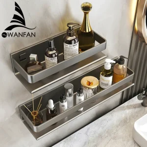 Accessoires de salle de bain, organisateur d’étagère, support de rangement de douche, espace mural gris, porte-shampooing de toilette en aluminium, étagères 30-50CM Accessoires de salle de bain, organisateur d’étagère, support de rangement de douche, espace mural gris, porte-shampooing de toilette en aluminium, étagères 30-50CM
