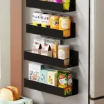 Support de rangement latéral magnétique pour réfrigérateurs et machines à laver – Installation sans perçage, finition métallique, organisateur d&rsquo;épices mural