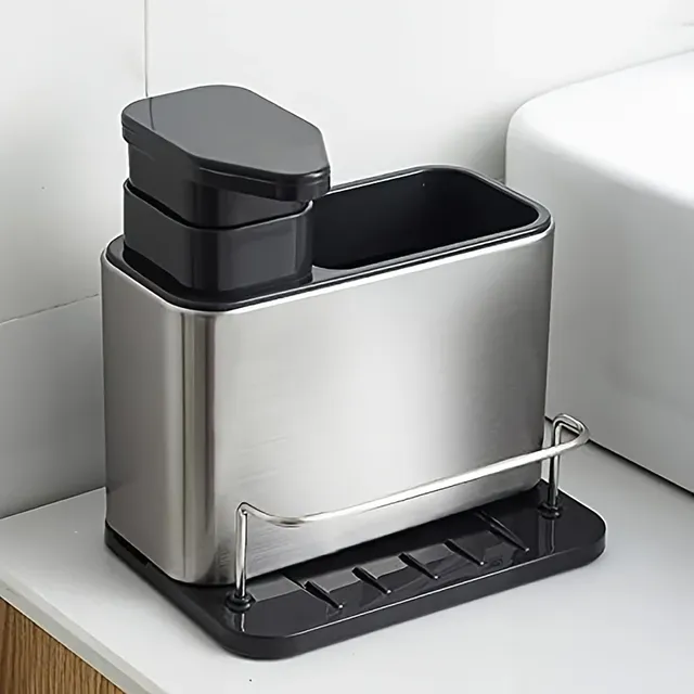Distributeur savon liquide organiseur évier inox brossé… – vue 6