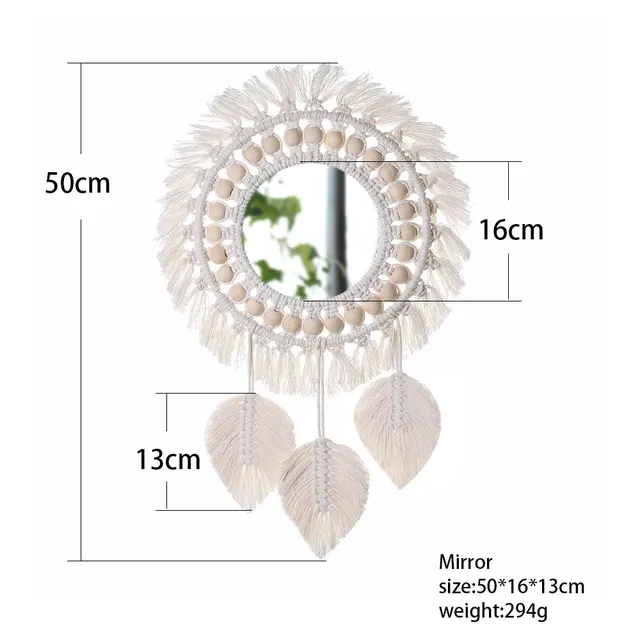 Miroir mural rond en macramé – vue 5