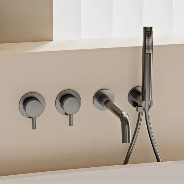 Robinet de baignoire mural en laiton gris – vue 2
