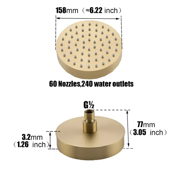 Pommeau de douche de 6 pouces – vue 3