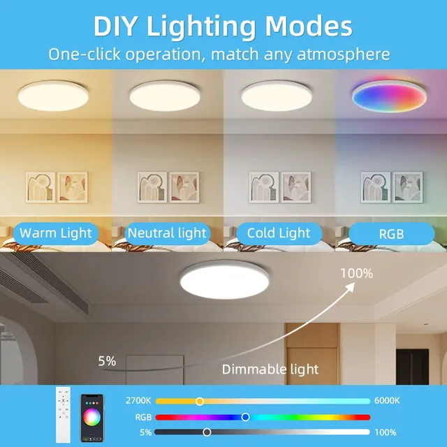 Plafonnier LED RVB Intelligent – vue 4