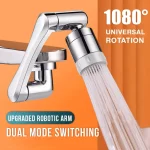 Universel 1080 °   Robinet d&rsquo;extension de bras robotique pivotant en alliage, pour cuisine, salle de bains, aérateur, 2 modes de débit d&rsquo;eau