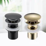 Drain d&rsquo;évier pop-up facile à nettoyer avec crépine anti-colmatage et trop-plein, fonctionnement à bouton-poussoir durable, noyau de lavabo multifonctionnel