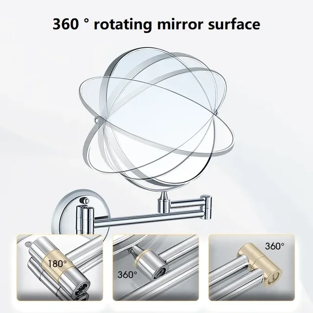 Miroir télescopique rond chromé Double face sans… – vue 6