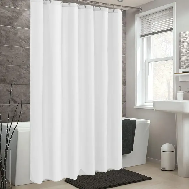 Rideau de bain blanc en polyester imperméable – vue 2